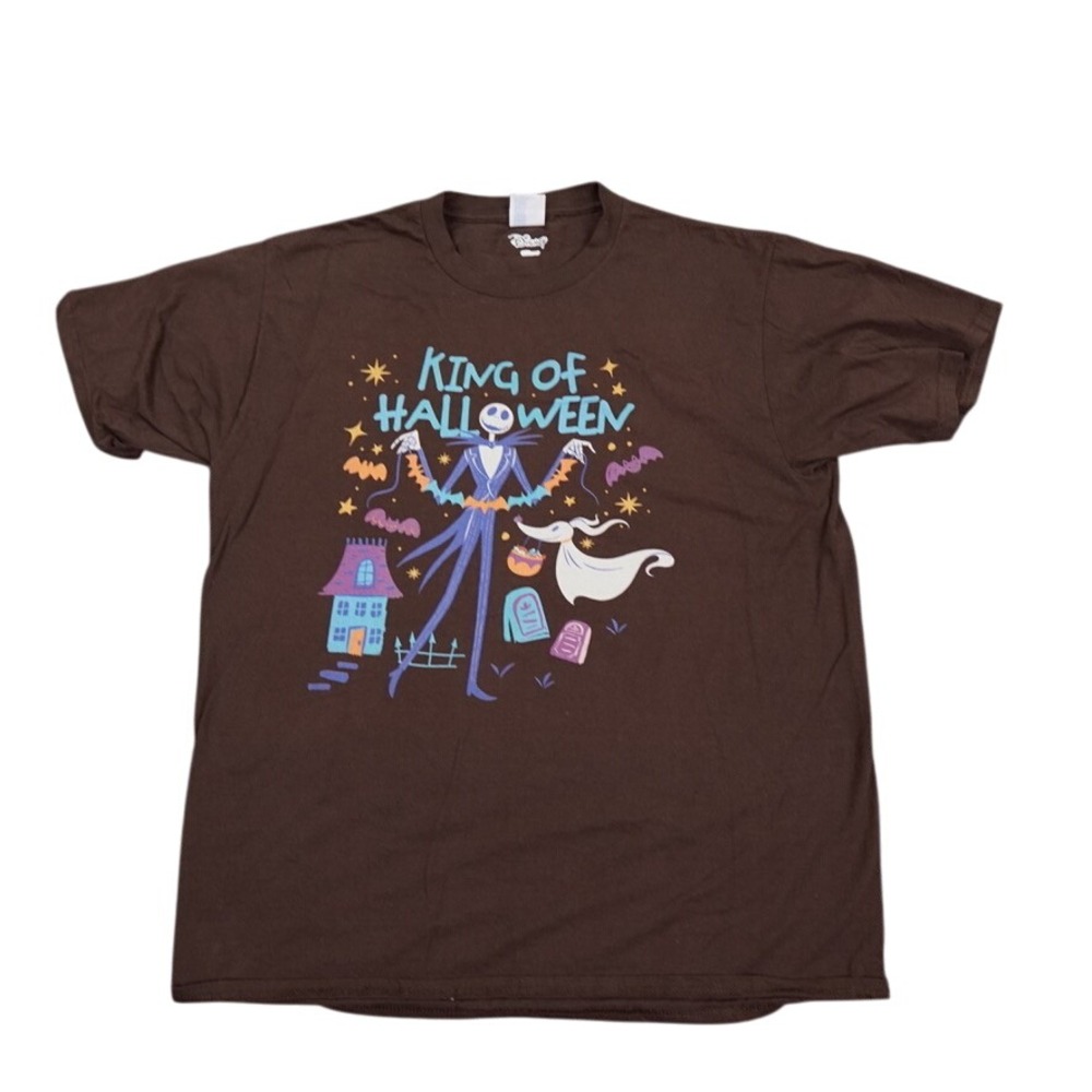 Disney Jack Skellington King of Halloween T Shirt Brown Mens Large‎ 2019 Port Co